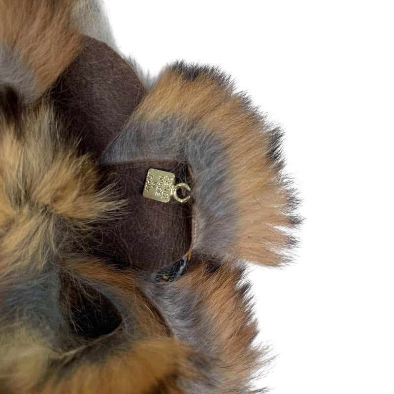 フェンディ FENDI ファーコサージュ ベージュ/ブラウン ファー アクセサリー