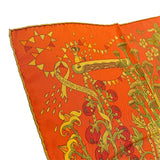 エルメス HERMES カレ90　SURTEINT MIEL オレンジ シルク100％ ユニセックス スカーフ