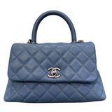 シャネル CHANEL ココハンドルXS 23番台 ライトブルー×シルバー金具 キャビアスキン レディース ショルダーバッグ