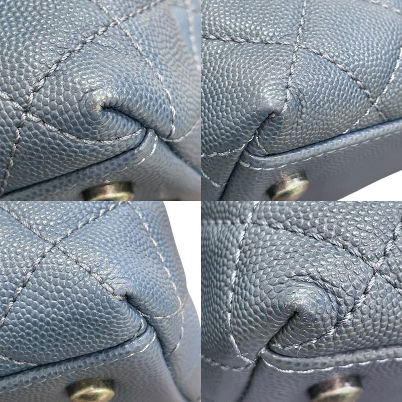 シャネル CHANEL ココハンドルXS 23番台 ライトブルー×シルバー金具 キャビアスキン レディース ショルダーバッグ