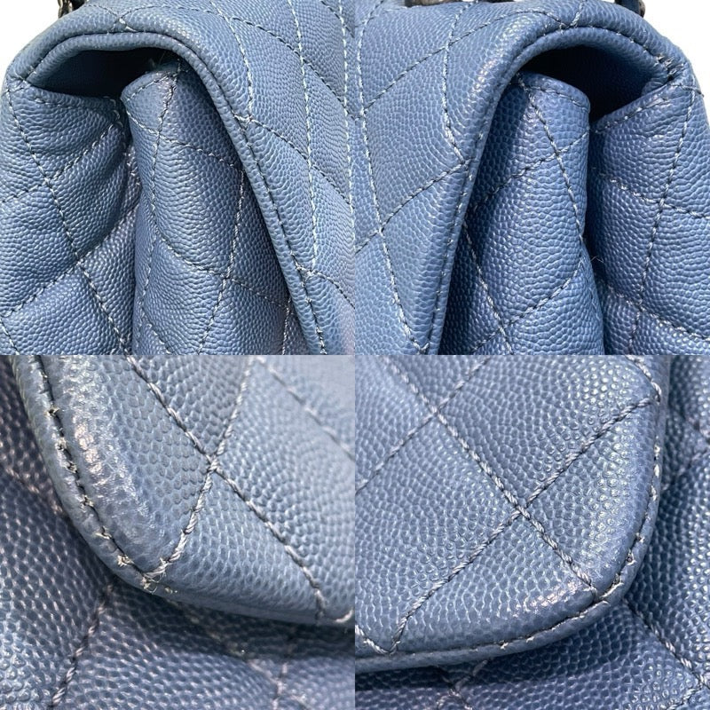 シャネル CHANEL ココハンドルXS 23番台 ライトブルー×シルバー金具 キャビアスキン レディース ショルダーバッグ