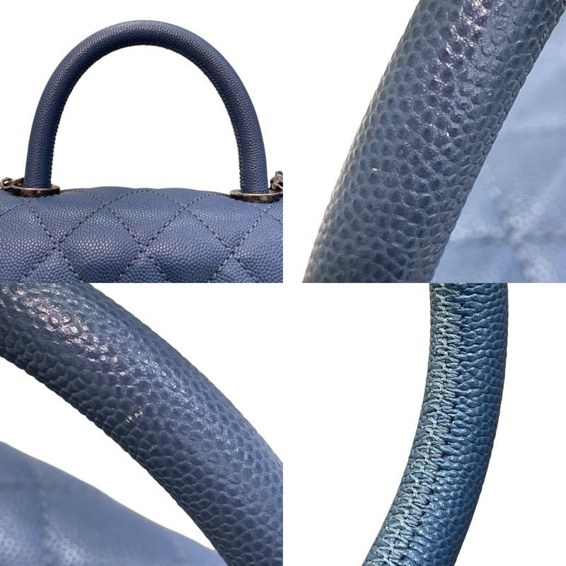 シャネル CHANEL ココハンドルXS 23番台 ライトブルー×シルバー金具 キャビアスキン レディース ショルダーバッグ
