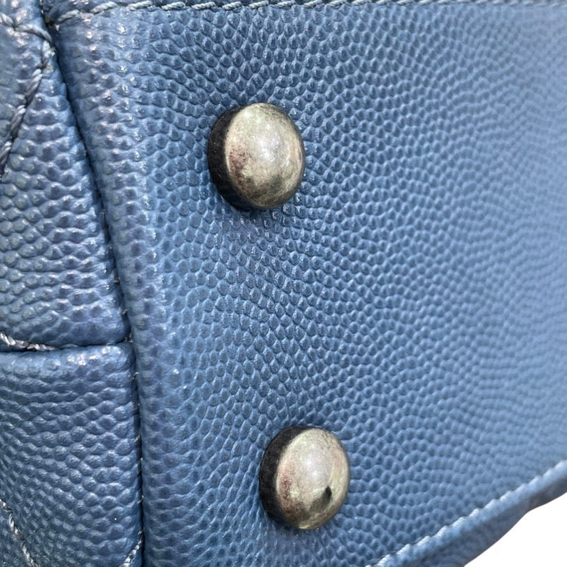 シャネル CHANEL ココハンドルXS 23番台 ライトブルー×シルバー金具 キャビアスキン レディース ショルダーバッグ