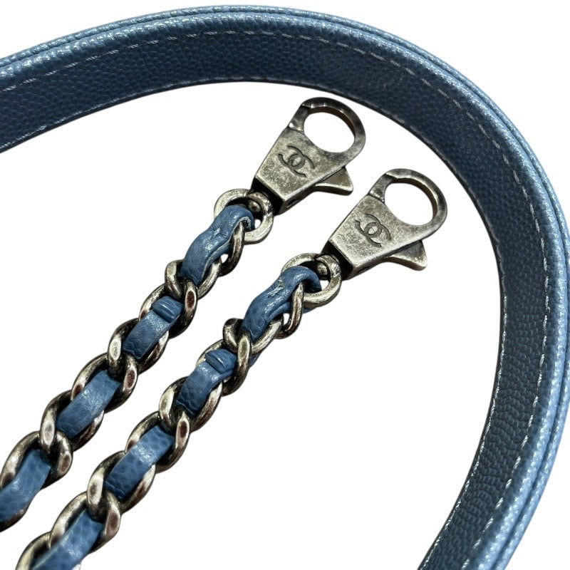 シャネル CHANEL ココハンドルXS 23番台 ライトブルー×シルバー金具 キャビアスキン レディース ショルダーバッグ