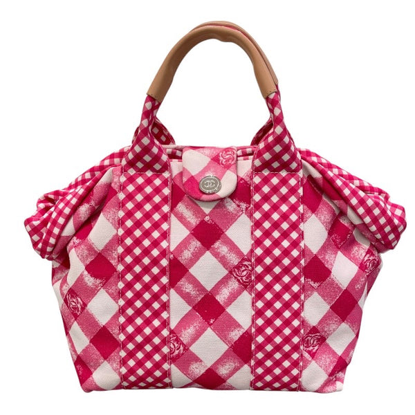 シャネル CHANEL ギンガムチェック ハンドバッグ A49918 14番台 ピンク キャンパス レディース ハンドバッグ