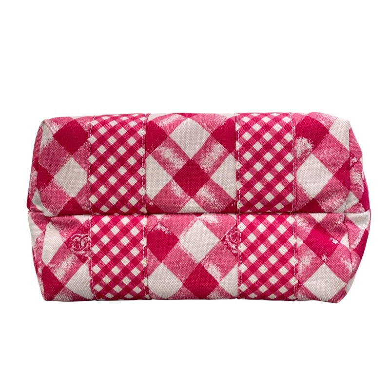 シャネル CHANEL ギンガムチェック ハンドバッグ A49918 14番台 ピンク キャンパス レディース ハンドバッグ