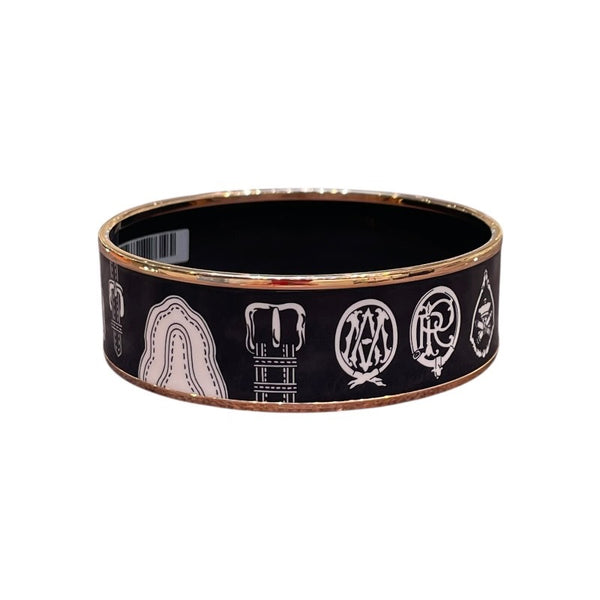 エルメス HERMES エマイユGM HARNAIS DES PRESIDENTS H112591F04865 ブラック×ゴールド金具 エナメル/メタル レディース バングル