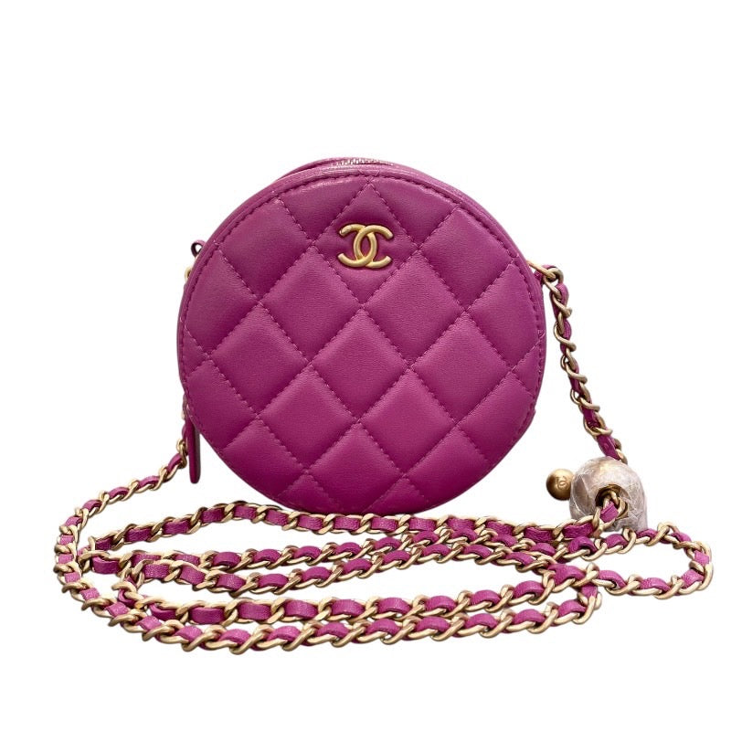 シャネル CHANEL チェーンショルダーバッグ 30番台 パープル×ゴールド金具 ラムスキン レディース ショルダーバッグ