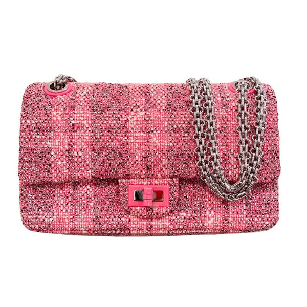 シャネル CHANEL 2.55 ショルダーバッグ A37586 27番台 ピンク×シルバー金具 ツイード レディース ショルダーバッグ