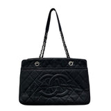 シャネル CHANEL ココマークチェーントート 17番台 ブラック×シルバー金具 キャビアスキン レディース トートバッグ