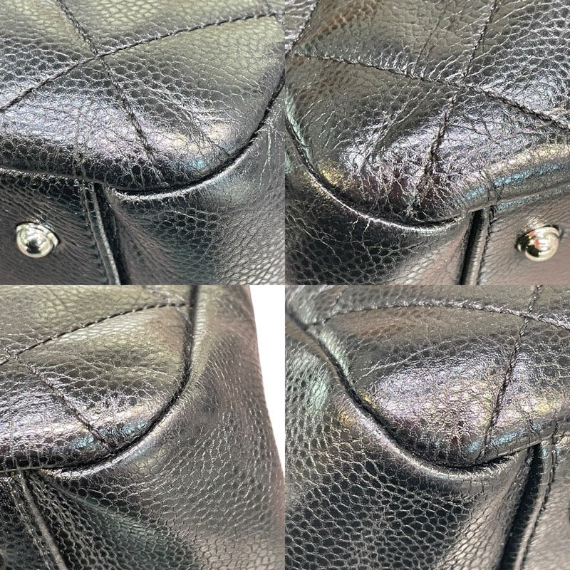 シャネル CHANEL ココマークチェーントート 17番台 ブラック×シルバー金具 キャビアスキン レディース トートバッグ