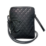 シャネル CHANEL カンボンライン ショルダー ミディアム A25178 10番台 ブラック×シルバー金具 カーフ レディース ショルダーバッグ
