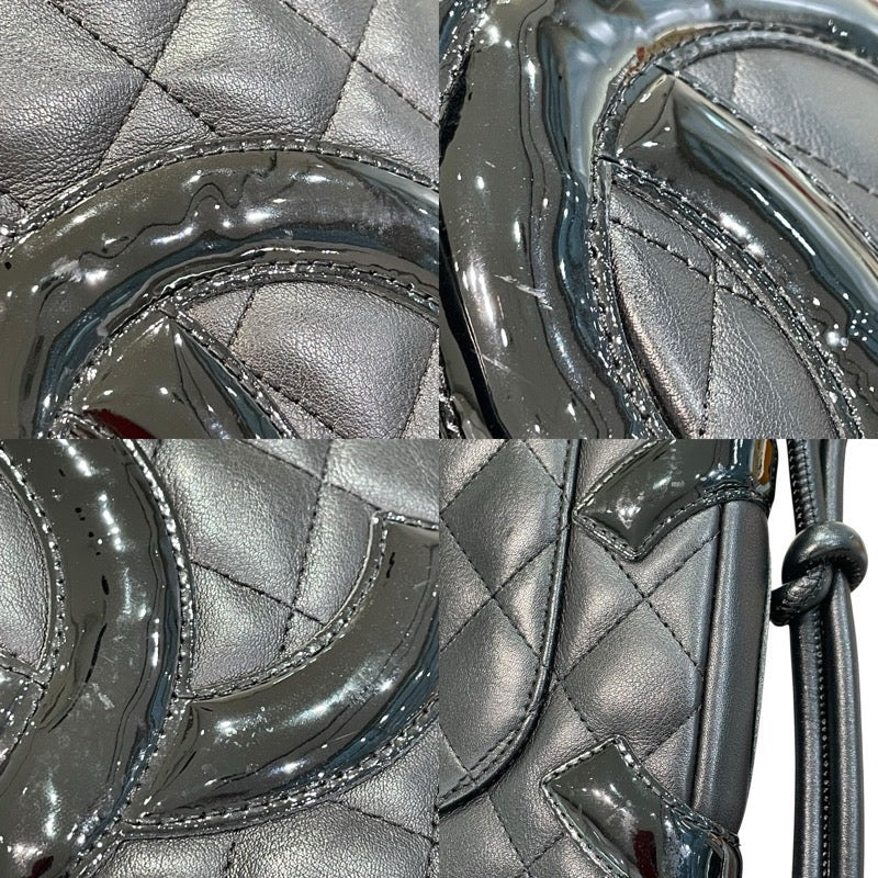 シャネル CHANEL カンボンライン ショルダー ミディアム A25178 10番台 ブラック×シルバー金具 カーフ レディース ショルダーバッグ