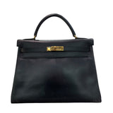 エルメス HERMES ケリー32 □C刻印 (1999年製) ブラック ゴールド金具 ボックスカーフ レディース ハンドバッグ
