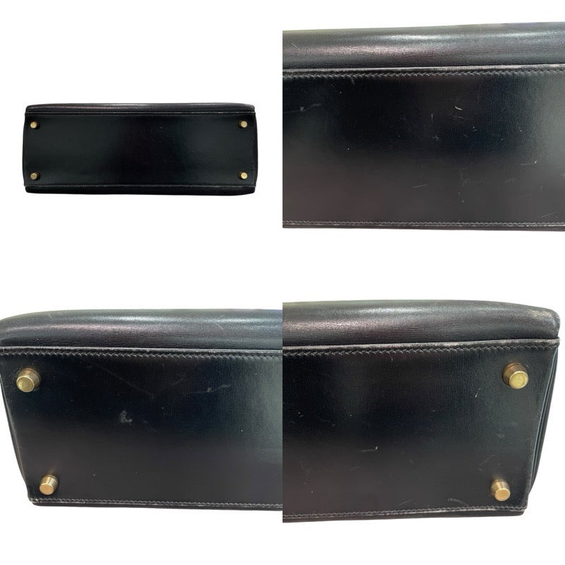 エルメス HERMES ケリー32 □C刻印 (1999年製) ブラック ゴールド金具 ボックスカーフ レディース ハンドバッグ