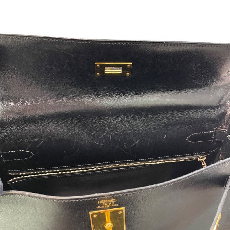 エルメス HERMES ケリー32 □C刻印 (1999年製) ブラック ゴールド金具 ボックスカーフ レディース ハンドバッグ