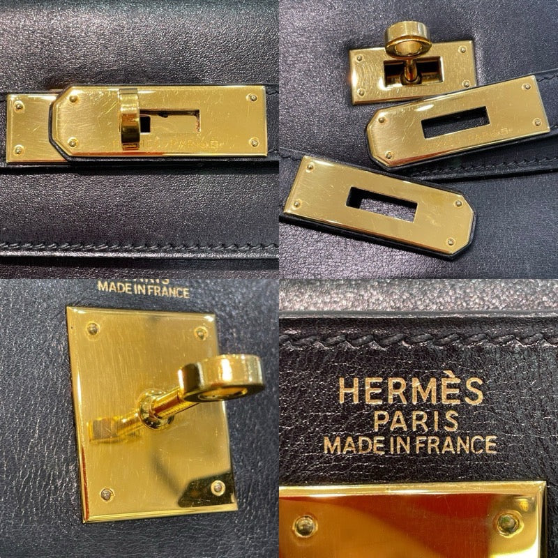 エルメス HERMES ケリー32 □C刻印 (1999年製) ブラック ゴールド金具 ボックスカーフ レディース ハンドバッグ