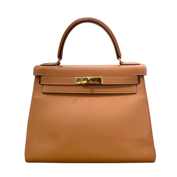 エルメス HERMES ケリー28 内縫い □B刻 ナチュラル×ゴールド金具 バレニア レディース ショルダーバッグ