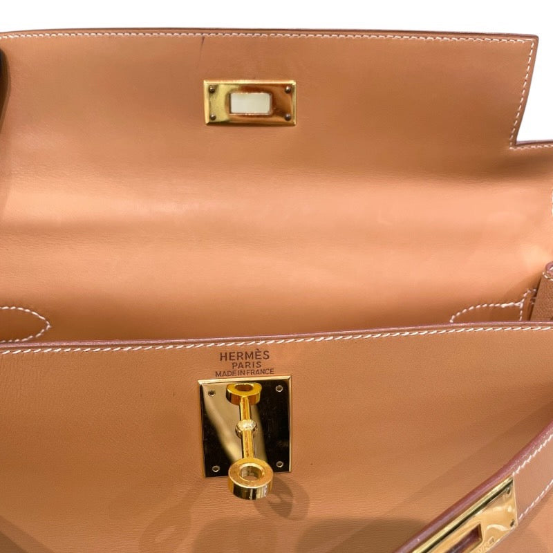 エルメス HERMES ケリー28 内縫い □B刻 ナチュラル×ゴールド金具 バレニア レディース ショルダーバッグ