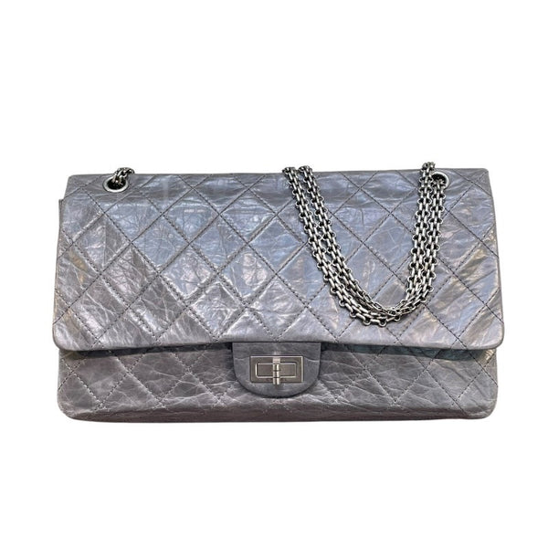 シャネル CHANEL 2.55チェーンショルダー ブルーグレー SV金具 レザー レディース ショルダーバッグ