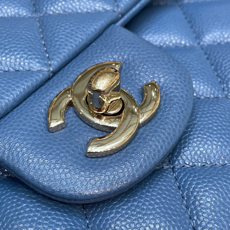 シャネル CHANEL マトラッセ25 A01112 30番台 ライトブルー ゴールド金具 キャビアスキン レディース ショルダーバッグ