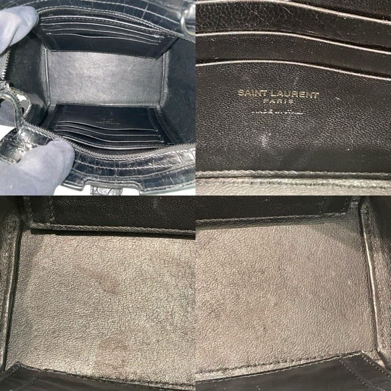 サンローラン SAINT LAURENT トイカバス 452322 ブラック 型押しレザー レディース ショルダーバッグ