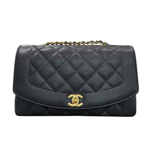 シャネル CHANEL ダイアナ25 A01165 2番台 ブラック GD金具 キャビアスキン レディース ショルダーバッグ