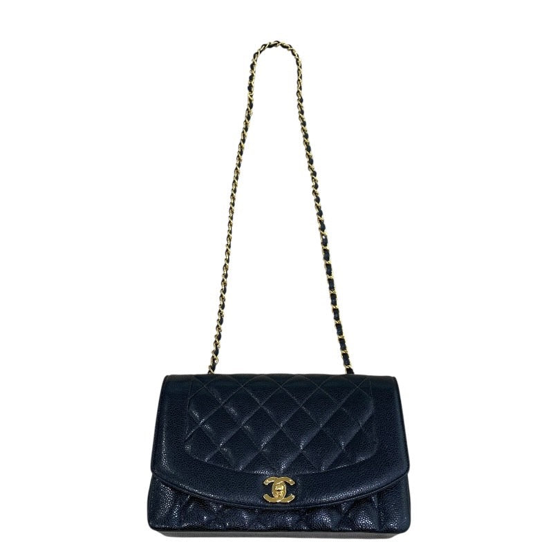 シャネル CHANEL ダイアナ25 A01165 2番台 ブラック GD金具 キャビアスキン レディース ショルダーバッグ