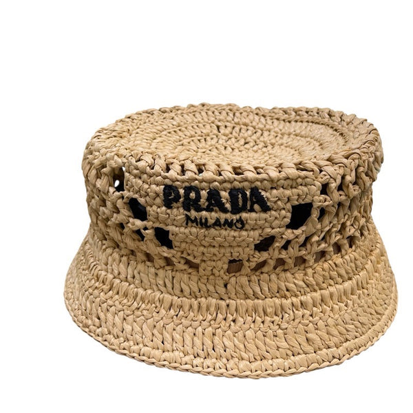 プラダ PRADA 刺繍ロゴバケットハット 1HC137 ベージュ ビスコース レディース その他ファッション雑貨