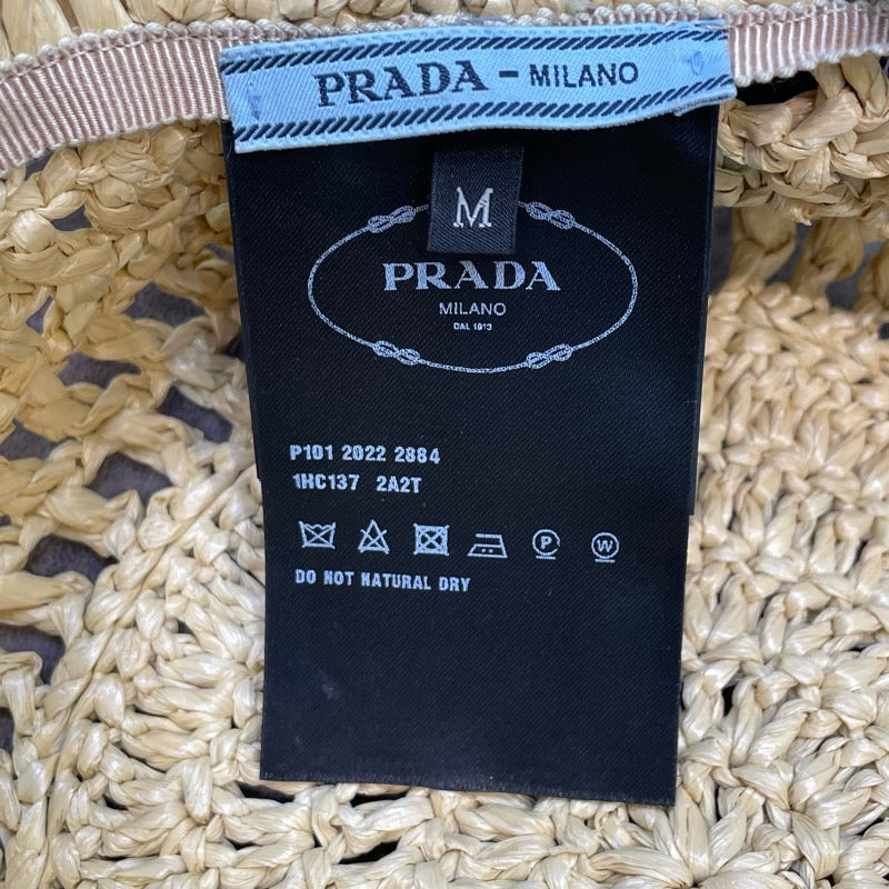 プラダ PRADA 刺繍ロゴバケットハット 1HC137 ベージュ ビスコース レディース その他ファッション雑貨