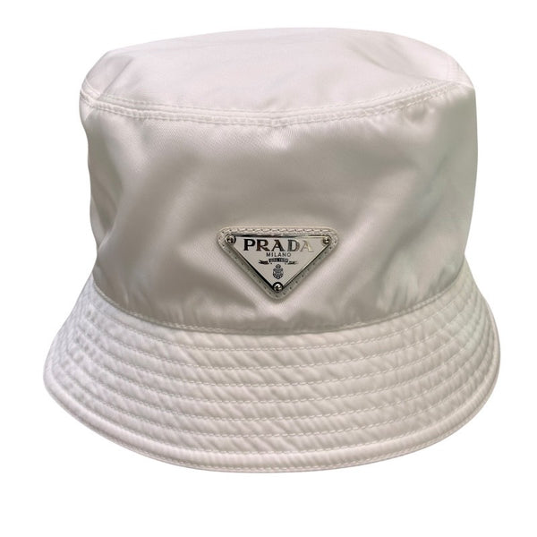 プラダ PRADA RE-NYLON トライアングルバケットハット 1HC137 ホワイト ナイロン レディース その他ファッション雑貨