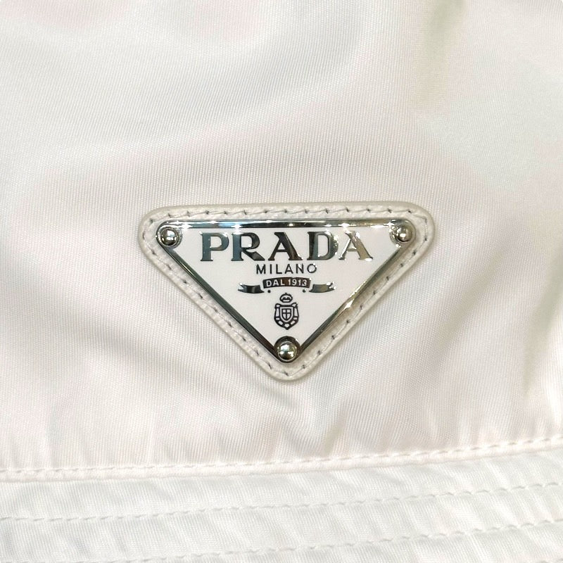 プラダ PRADA RE-NYLON トライアングルバケットハット 1HC137 ホワイト ナイロン レディース その他ファッション雑貨