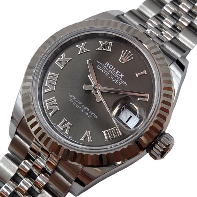 ロレックス ROLEX デイトジャスト28 ランダムシリアル 279174 ダークグレー文字盤 ジュビリーブレス WG/SS 自動巻き レディース 腕時計