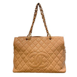シャネル CHANEL GSTチェーントート A50995 8番台 ベージュ ゴールド金具 キャビアスキン レディース トートバッグ