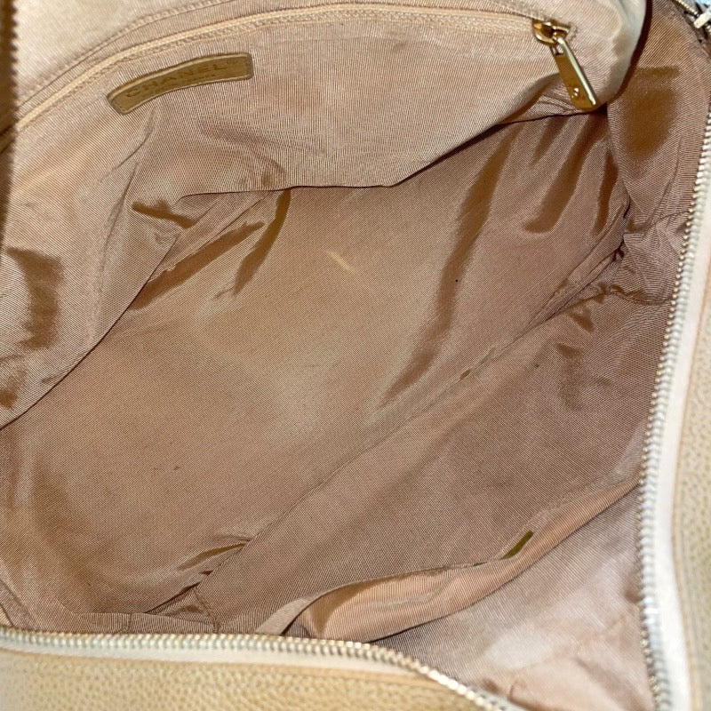 シャネル CHANEL GSTチェーントート A50995 8番台 ベージュ ゴールド金具 キャビアスキン レディース トートバッグ