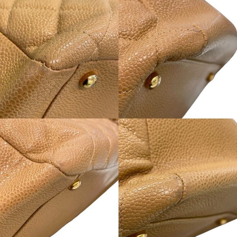 シャネル CHANEL GSTチェーントート A50995 8番台 ベージュ ゴールド金具 キャビアスキン レディース トートバッグ