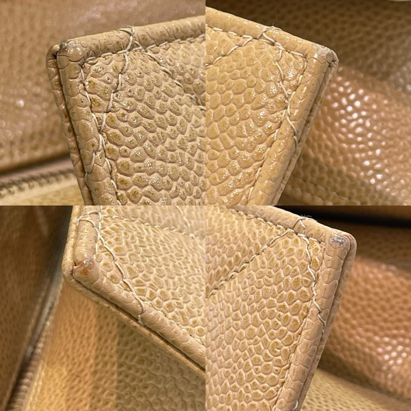 シャネル CHANEL GSTチェーントート A50995 8番台 ベージュ ゴールド金具 キャビアスキン レディース トートバッグ