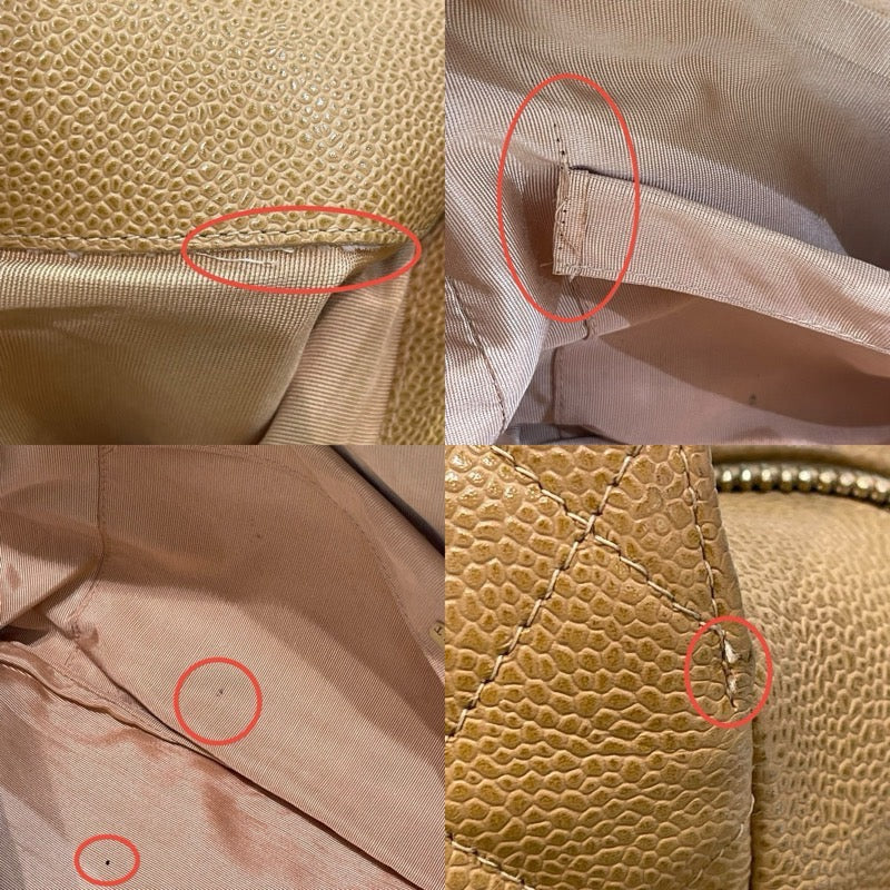 シャネル CHANEL GSTチェーントート A50995 8番台 ベージュ ゴールド金具 キャビアスキン レディース トートバッグ
