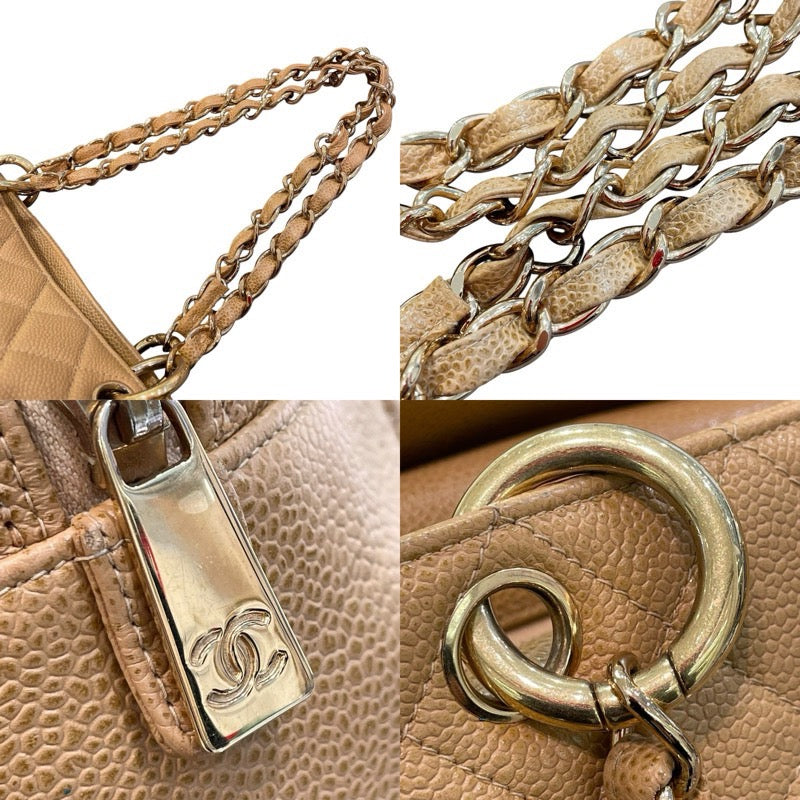シャネル CHANEL GSTチェーントート A50995 8番台 ベージュ ゴールド金具 キャビアスキン レディース トートバッグ