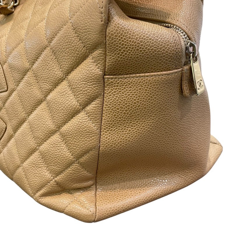 シャネル CHANEL GSTチェーントート A50995 8番台 ベージュ ゴールド金具 キャビアスキン レディース トートバッグ