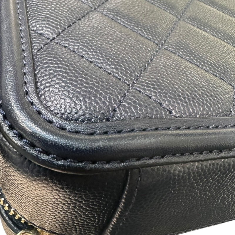 シャネル CHANEL CCフィリグリースモールバニティ A93342 26番台 ネイビー GD金具 キャビアスキン レディース ショルダーバッグ