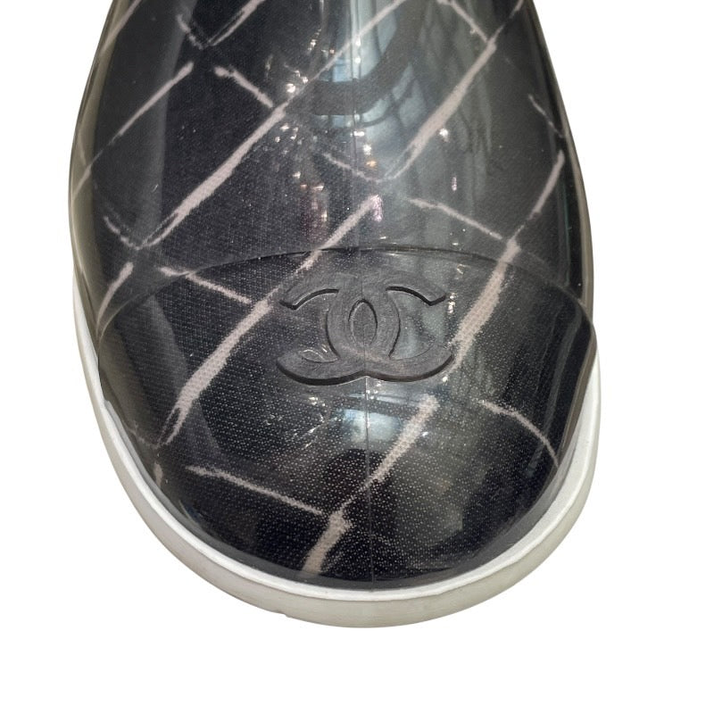 シャネル CHANEL マトラッセ キルティング レインブーツ ブラック レディース ブーツ