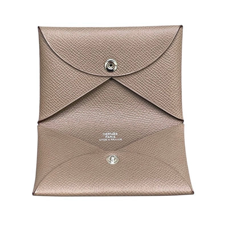 エルメス HERMES カルヴィ W刻印 エトゥープ シルバー金具 エプソン ユニセックス コインケース