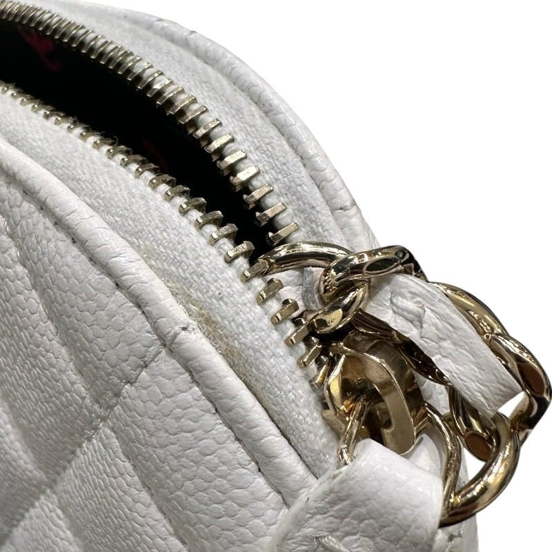 シャネル CHANEL タイムレスチェーンクラッチ AP4000 ホワイト　ゴールド金具 キャビアスキン レディース ショルダーバッグ
