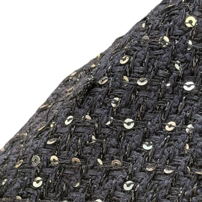 シャネル CHANEL スパンコールツイードテーラードジャケット P40000 ブラック×マルチカラー コットン レディース テーラードジャケット