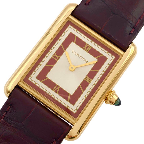 カルティエ Cartier タンクルイLM WGTA0059 シルバー/レッド K18YG/革 レディース 腕時計