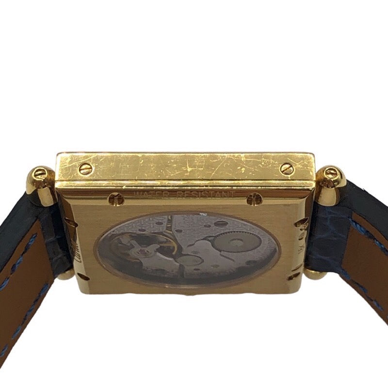 カルティエ Cartier タンク オピュ LM W1516956 シルバー文字盤 K18YG/レザーストラップ(社外品) 手巻き レディース 腕時計