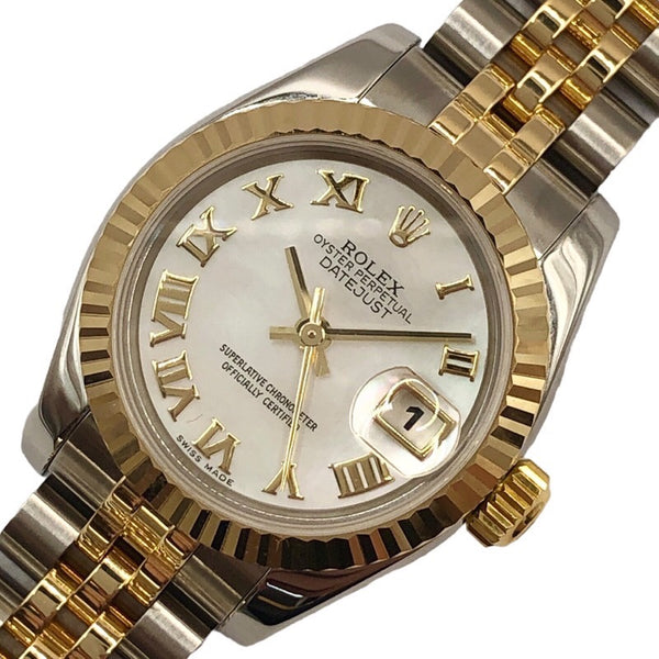 ロレックス ROLEX デイトジャスト26 ホワイトシェル F番 179173NR K18YG/SS レディース 腕時計