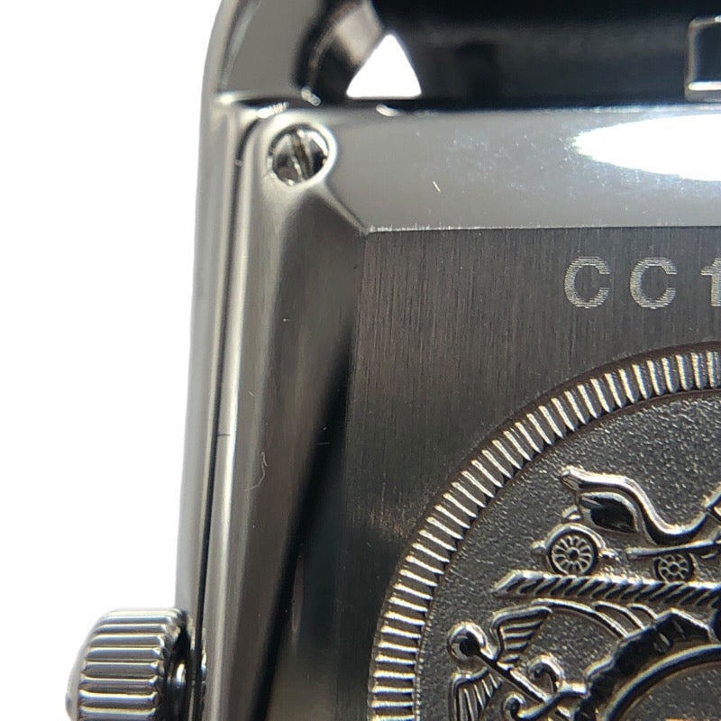 エルメス HERMES ケープコッド ドゥブルトゥール CC1.710 白文字盤/ブラックレザーベルト SS/革ベルト 自動巻き レディース 腕時計