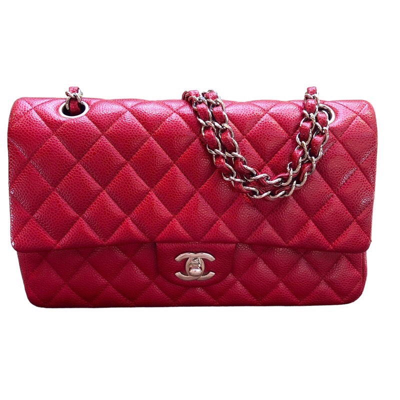 シャネル CHANEL マトラッセ25 A01112 メタリックレッド/SV金具 キャビア レディース ショルダーバッグ